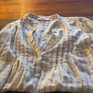LOFT Striped Blouse in Light Blue and White
